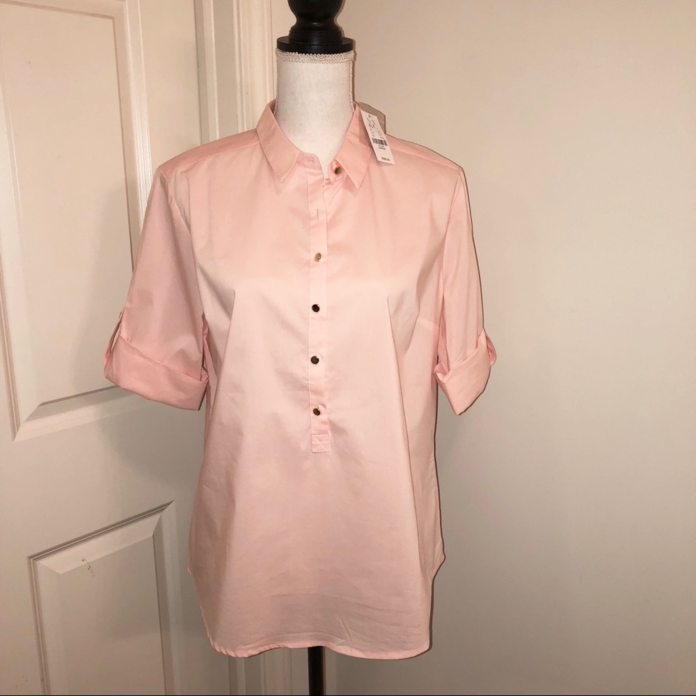 NWT Size L NY & Co Madison Pop Over Stretch Shirt